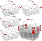 Metal Shopping Basket - 6 Pcs with Handles, Small Market Basket for Retail, Grocery, & Flea Markets