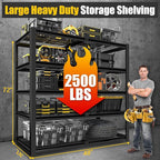 PrimeZone 72" H Heavy Duty Garage Shelving 2500 LBS 5 Tier Heavy Duty Storage Shelves Adjustable Industrial Metal Wire Shelf Unit for Garage,Basement,Pantry,Warehouse,Commercial,48" WX24 DX72 H 6Pack