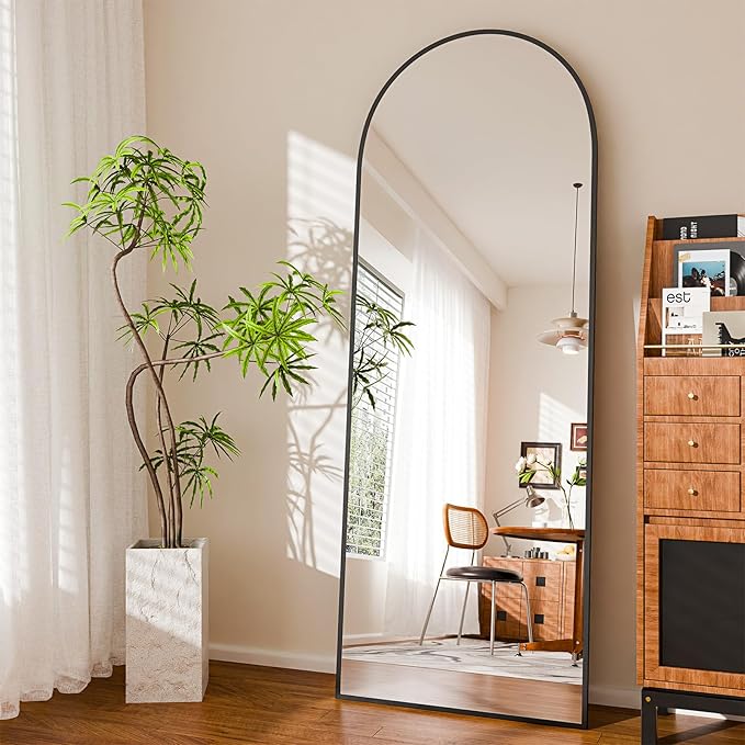 59"x20"Floor Mirror Full Length,Arched Full Length Mirror with Stand,Full Body Mirror,Hanging or Large Leaning for Bedroom Living Room Black