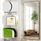 HARRITPURE 71"x32" Large Full Length Mirror - Rectangular Black Aluminum Frame Floor Mirror with Stand for Bedroom, Living Room, Cloakroom, Full Body Reflection