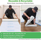 39" x50' Heavy-Duty Floor Protection | Construction Grade Carpet Protector | Drop Cloth Plastic Film for Hardwood Floors | Waterproof Painters Covering with No Residue(Ice Blue)