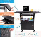 Line Leader Stellar AV Cart - Computer Cart with Customizable Pegboard & Hooks, Locking Cabinet and Tray, UL Certified Power, Mobile Workstation with Locking Wheels, Ideal for Laptop & Charger Storage