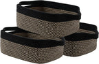 KALLAX Small Woven Basket, 14 x 10 x 5.6 Inches, Small Storage Baskets for Organizing, Gift Baskets Empty, Cute Rope Shelf Closet Storage Bins for Shelves, Dog Toy Basket, Black & Brown
