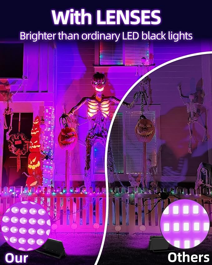 150W LED Black Lights IP66 Waterproof Black Light Outdoor with 10ft Plug+Switch, Flood Blacklight for Halloween Glow in The Dark Party Stage Light Neon Glow Birthday 2 Pack