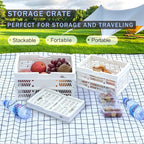 20 L Collapsible Shopping Basket, plastic basket, Basket with Handle, M (White)