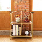 Crofy No Assembly Folding Bookshelf for Living Room, 2 Tier Gold Collapsible Book Shelf for Home Office, Portable Bookcase Storage Organizer