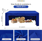 Open Back Fitted Tableclothss for 6 Foot Rectangle Table, 3-Sided Solid Table Covers 72x30 Inch for Craft Fairs, Banquets, Trade Show Display, Royal Blue,4 Pcs