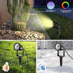 1500LM LED High Brightness Outdoor Landscape Lighting 15W RGB Color Changing Landscape Lights Remote Control Spot-Lights with Plug in IP66 Waterproof Flood Light for Garden - 2 Pack