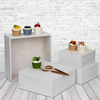 4 Pieces Wooden Cake Stands,Natural Wite Cupcake Stands for Display,12 inches Square Wooden crates,Wood Display risers for Wedding,Birthday Party,Christmas,etc. (Natural White)