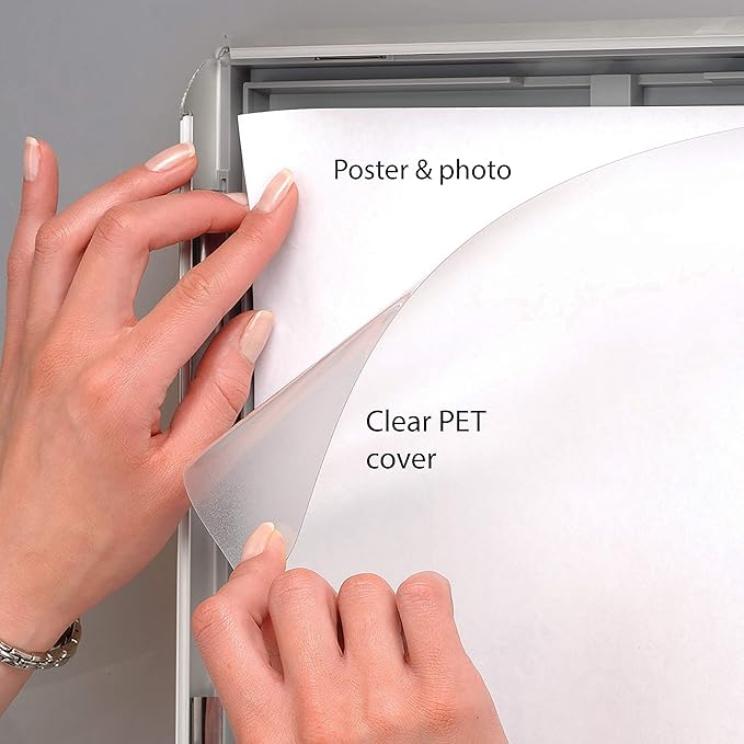 M&T Displays Opti Snap Poster Frame 11x17 Inch Silver 1" Aluminum Profile Front Loading Wall Mounting Photo Picture Document Certificate Sign Holder Mitered Corner Anti Glare Cover (100 pack)