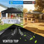 CROWN SHADES 12x12 Pop Up Canopy Tent Instant Commercial with 150D Silver Coated Fabric Including 1 Removable Sidewall, 4 Ropes, 8 Stakes, Weight Bags, STO 'N Go Bag, Black
