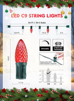 Brightown C9 Christmas String Lights Outdoor Led Fairy Lights Faceted Strawberry Lights Extendable UL Certified for Party Holiday Wedding Christmas Indoor Outdoor Decor