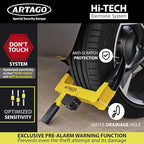 ARTAGO ART872 High-End Wheel Clamp Lock, 2in1 Without/with 120dB Alarm +Night LED Alert, Patented, Heavy-Duty Trailer Wheel Lock, High Security Car Boot, Universal Tire Clamp Anti-Theft for Golf Cart