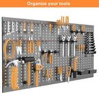 WALMANN Metal Pegboard Wall Tool Organizer Board with Pegboard Hooks, 24x48 in Tools Organizer Pegboard for Garage, Workbench, Peg Boards, Tool Storage Board with Hooks(Black)