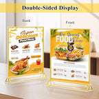 Acrylic Sign Holder 8.5 x 11, 12 Pack Double Sided Flyer Holder, Table Menu Holder Display Stand for Wedding, Party, Gold Picture Frame Stand up Table Top Menu Holder