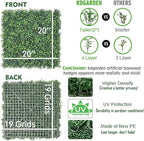 12PCS 20"x20" Artificial Boxwood Panels Topiary Hedge Plant UV Protected Faux Grass Wall Greenery Mats for Outdoor Garden Fence Backyard and Indoor Home Wedding Decoration, Dark Green