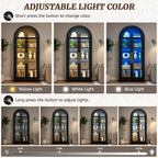 Vlsrka 71" Arched Display Cabinet with Glass Doors, Curio Cabinet with LED Light & Human Sensor, 5-Tier Display Cases for Collectibles, Storage Cabinet with Ajustable Shelf for Living Room(Black)