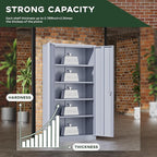 Greenvelly Metal Storage Cabinet with Locking Doors, 72" Dark Grey Lockable Storage Cabinet with Adjustable Shelves, Steel Tool Cabinets for Home Office, Garage (36" x 18")