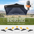 CROWN SHADES Adjustable Height on The Fly, 10x10 Pop Up Canopy - Beach Tent with One Push Setup - Easy Outdoor Sun Shade for Events, Parties, Camping - Outside Shade with STO-N-Go Bag, Black