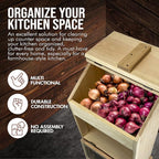 Peaceful Classics Wooden Bread Storage Bins, Decorative Potato and Onion Storage Bin, Potato Bin, Wooden Vegetable Storage w/Lid for Kitchen Pantry, Unfinished, 17"W x 12"D x 35"H
