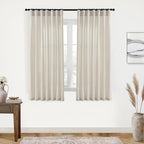 XTMYI Oatmeal Beige Back Tab/Hook Belt Linen Cotton Sheer Curtains 63 Inch Length for Bedroom Living Room