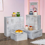 4 Pieces Wooden Cake Stands,Antique White Cupcake Stands for Display,12 inches Square Wooden crates,Wood Display risers for Wedding,Birthday Party,Christmas,etc. (Antique White)
