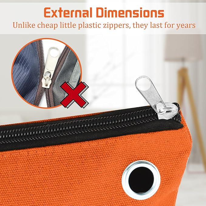 2 Pcs Interoffice Mailer Canvas Transit Sack Zipper Bag 18" x 14" Large Zipper Pouch with Grommet Interoffice Mail Bag (Orange)