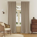 DUALIFE Blackout 96 Inches Long Taupe Curtains 2 Panel Set, Farmhouse Curtains for Living Room Darkening Thermal/Noise Reduction Textured Flax Linen Drape 8ft Rod Pocket&Back Tab 72W x 96L