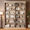 Vyre 70.8" Tall Brown Bookshelf, Farmhouse Modular Bookcase with 6-Tier Adjustable Shelves, Large Storage Cabinet for Home Office, Living Room, Set of 2