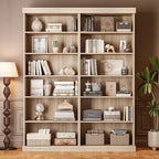 Vyre 70.8" Tall Brown Bookshelf, Farmhouse Modular Bookcase with 6-Tier Adjustable Shelves, Large Storage Cabinet for Home Office, Living Room, Set of 3