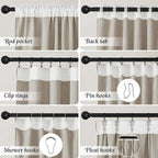 NICETOWN Taupe Thick Linen Curtains 84 Inches Long for Living Room 2 Panels Set, Back Tab/Rod Pocket with Pleat Tape Privacy Added Window Treatments for Farmhouse/Bedroom, W55 x L84