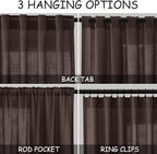 Nanspring Coffee Linen Textured 80 Inch Curtains 2 Panels Set Back Tab Rod Pocket Sheer Light Filtering Boho Room Decor Aesthetic Curtains Burlap Look Curtain Drapes for Living Room Bedroom 52x80