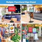 Sign Holder Stand 8.5 x 11, Adjustable Poster Stand for Table Top & Floor, Metal Signage Display Stands, Floor Standing Sign Holder for Advertisement, Tradeshow, Store, Business, 2 Pack