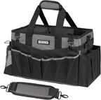 Wearable Cleaning Caddy Bag, Cleaning Caddy Supplies Organizer with Handle & Shoulder Straps for Housekeepers, Under Sink & Car Cleaning Tool Organizers with 4 Foldable Divider (DarkGrey)