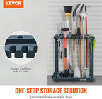 VEVOR Garden Tool Organizer, 10 Slots, Yard Tool Tower Rack for Garage Organization and Storage, Hold Long-Handled Tool/Rake/Broom/Shovel, PP Garden Tool Stand Holder Organizer for Yard, Shed, Outdoor