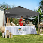 CROWN SHADES 10x10 Pop Up Canopy with 1 Side Wall - Beach Tent with One Push Setup - Outdoor Sun Shade for Events, Parties, Camping - Gazebo with STO-N-Go Cover Bag (Grid Grey)