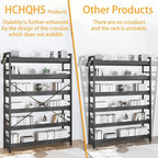 HCHQHS 6 Tier Bookshelf, Adjustable Industrial Bookcase, Vertical Tall Book Shelf, Wood and Black Metal Open Bookshelves for Home Office, Living Room, Bedroom