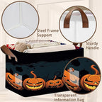 Halloween Pumpkin Storage Basket Large 17x11.5x10.5 Inche-Collapsible Fabric Organizer Bin with Handles for Fall Decor, Party Supplies, Nursery-Decorative Hamper with Jack-O-Lantern -Single Pack