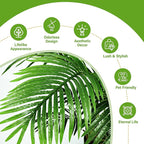 KOL 4ft 2-Pack Artificial Palm Tree Plant, 47in Fake Cane Areca Palm Silk Tree Indoor Outdoor,Dypsis Lutescens, Realistic Faux Silk Plants for Office Home Garden Decoration, Lifelike Modern Decor