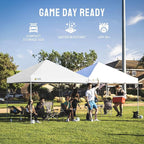 CROWN SHADES 8x8 Pop Up Canopy - Beach Tent with One Push Setup - Easy Outdoor Sun Shade for Events, Parties, Camping - Gazebo with STO-N-Go Cover Bag, Silver Coated Top, White