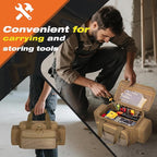Small Tool Bag with Anti-friction Bottom, Tactical 12" Tool Tote for Men, Hand Tool Storage Organizer for Electrician, Repairman and Carpenters, Khaki