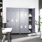 3 Doors Locker Storage Cabinet, Metal Locker for Employees, 72" Tall Lockers for Office School Gym Home, Require Assembly (Grey)
