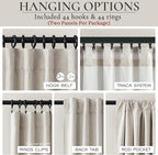Blackout Curtains 60 Inches Extra Wide Natural Linen Curtains 102 Inch Length for Living Room, Pleated Farmhouse Bedroom Thermal Heavy Drapes for Winter Thick Large Window 60"W x 102"L 2 Panels
