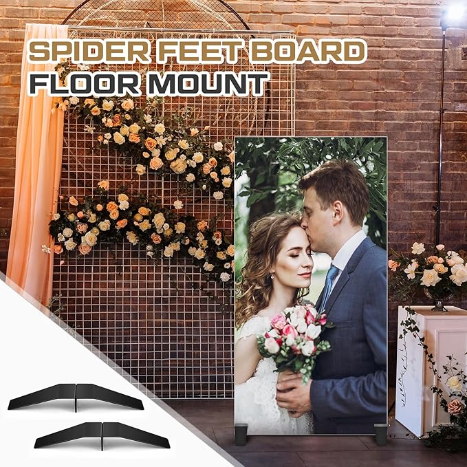 Tandefio 16 Pcs/4 Sets Spider Feet Board Sign Holder Base Adjustable Heavy Duty Metal Floor Mount Standing Sign Holder for Business Store Board Display Show (Base Only)