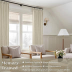 Neutral Linen Pinch Pleated Curtains 84 Inches Long 2 Panels for Living Room Bedroom Memory Training Shaped Semi Sheer Beige Oatmeal Pleat Drapes with Hooks Rings Light Filtering Window Curtain 40x84