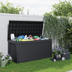 320 Gallon Resin Deck Box, Lockable Patio Outdoor Storage Box for Furniture, Garden Tools and Tools Storage, Waterproof Outside Storage Boxes - Black