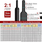Chanzon 2:1 Ratio - 80Ft Roll - 1/24" (1mm) Heat Shrink Tubing 2:1(25M Total Length) Black Polyolefin Sleeving Wrap Shrinking 2 to 1 1pcs