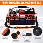 16 Inch Tool Bag, Electrician Tool Bag, Open Top Tool Bags, 26 Pockets Can Hold Many Tools, Steel Handle and Removable Shoulder Strap