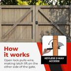 Gate Lock XLB – Secure Keyless Fence Lock and Latch with 2-Way Access – Strong Durable System for Theft Prevention and Home Security, Easy Installation on Wood or Vinyl Gates/Fences