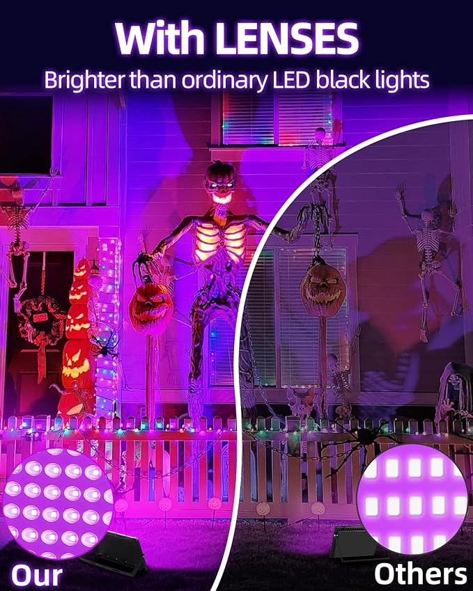 100W LED Black Lights IP66 Waterproof Black Light Outdoor with 5.9ft Plug+Switch,Flood Blacklight for Halloween Glow in The Dark Party Stage Light Neon Glow Birthday 2 Pack